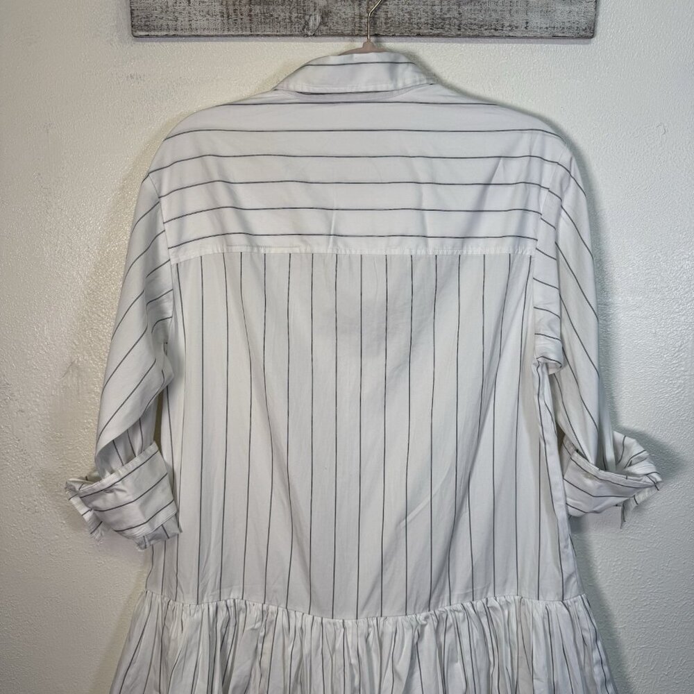 MADEWELL Bubble-Hem Mini Shirtdress in Pinstripe Poplin Dress X-Small - Picture 13 of 16